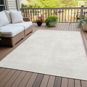 10' X 14' Ivory Washable Indoor Outdoor Area Rug