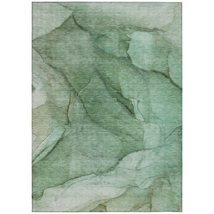 10' X 14' Green And Sage Abstract Washable Indoor Outdoor Area Rug