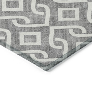 10' X 14' Gray And Ivory Geometric Washable Indoor Outdoor Area Rug - 608219051679