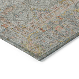 8' Taupe Terra Cotta And Tan Round Floral Washable Indoor Outdoor Area Rug