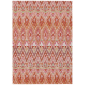 9' X 12' Pink Salmon And Blush Southwestern Washable Indoor Outdoor Area Rug