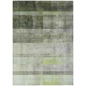 9' X 12' Olive Green Ombre Washable Indoor Outdoor Area Rug