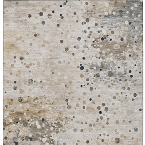8' X 10' Ivory And Taupe Abstract Washable Indoor Outdoor Area Rug - Ivory, Taupe
