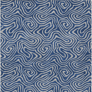 10' X 14' Navy Blue And Gray Abstract Washable Indoor Outdoor Area Rug Transitional Style - Navy Blue, Gray Color