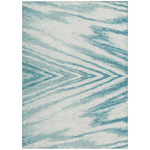 10' X 14' Teal Blue And Ivory Abstract Washable Indoor Outdoor Area Rug Transitional Style - Teal Blue, Ivory Color
