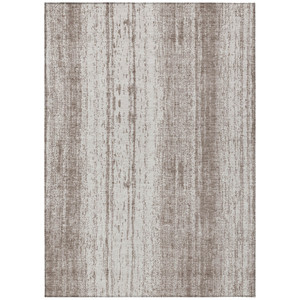 10' X 14' Taupe And Ivory Striped Washable Indoor Outdoor Area Rug