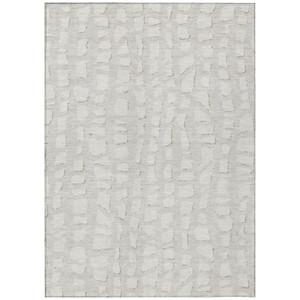 9' X 12' Ivory And Beige Abstract Washable Indoor Outdoor Area Rug