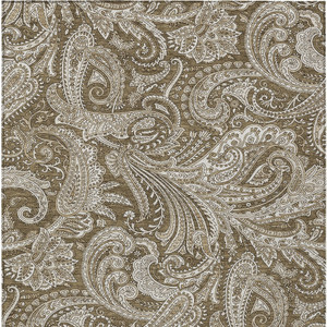 10' X 14' Chocolate Beige And Ivory Paisley Washable Indoor Outdoor Area Rug
