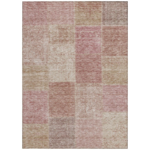 9' X 12' Blush Pink And Mauve Patchwork Washable Indoor Outdoor Area Rug