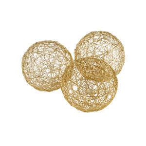 5" X 5" X 5" Gold Iron Wire Spheres Box Of 3 - 4512839436777