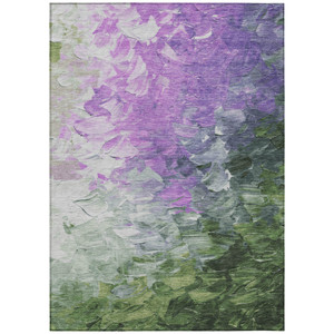 10' X 14' Purple Olive Green And Silver Abstract Washable Indoor Outdoor Area Rug
