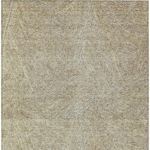 9' X 12' Ivory And Brown Abstract Washable Indoor Outdoor Area Rug