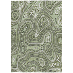 9' X 12' Artichoke Green And Ivory Geometric Washable Indoor Outdoor Area Rug - 880016587234