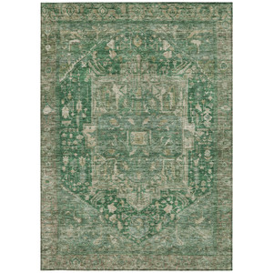 9' X 12' Emerald Medallion Washable Indoor Outdoor Area Rug