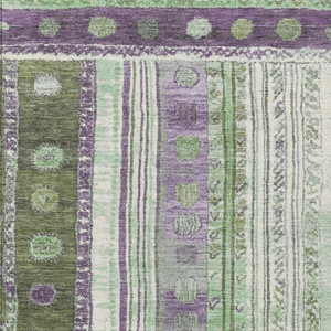 9' X 12' Purple And Green Striped Washable Indoor Outdoor Area Rug - 880016429237
