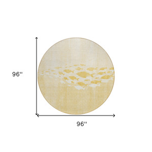 8' Gold Yellow And Wheat Round Nautical Washable Indoor Outdoor Area Rug