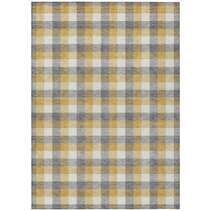 8' X 10' Gray Tan And Beige Plaid Washable Indoor Outdoor Area Rug