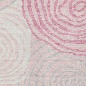 9' X 12' Pink Ivory And Gray Abstract Washable Indoor Outdoor Area Rug