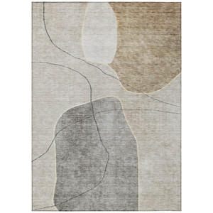 8' X 10' Beige Brown And Taupe Abstract Washable Indoor Outdoor Area Rug