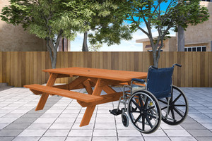 Cedar Chest Solid Wood Outdoor Picnic Table Umbrella Hole - 606114740391