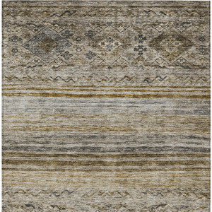 8' X 10' Brown Tan And Black Floral Washable Indoor Outdoor Area Rug