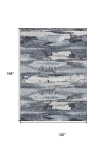 10' X 14' Gray And Silver Abstract Washable Indoor Outdoor Area Rug - 880016824094