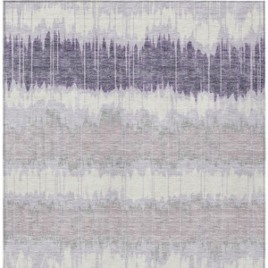 10' X 14' Lavender Purple And Ivory Striped Washable Indoor Outdoor Area Rug