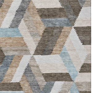 9' X 12' Brown Geometric Washable Indoor Outdoor Area Rug Transitional Style - Brown Color