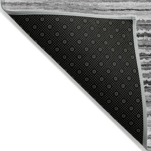 8' X 10' Silver Gray And Charcoal Striped Washable Indoor Outdoor Area Rug