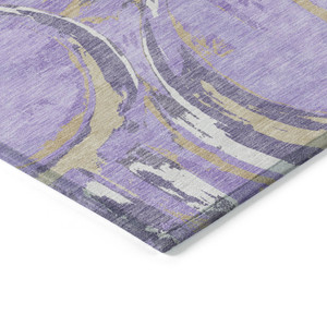 10' X 14' Lavender Lilac And Purple Geometric Washable Indoor Outdoor Area Rug