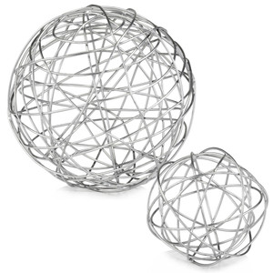 12" Silver Iron Decorative Orb Tabletop Sculpture