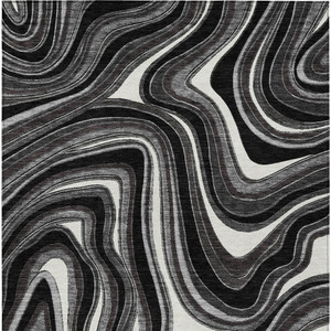 10' X 14' Black Gray And White Abstract Washable Indoor Outdoor Area Rug