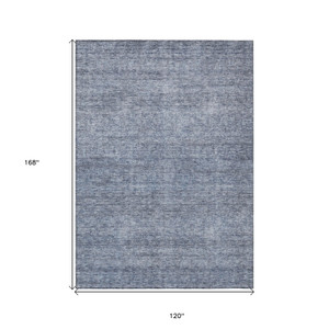 10' X 14' Sky Blue And Ivory Abstract Washable Indoor Outdoor Area Rug - Sky Blue, Ivory