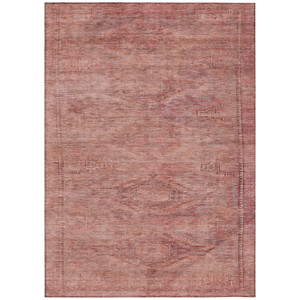 9' X 12' Terra Cotta And Salmon Aztec Washable Indoor Outdoor Area Rug - 880016633214