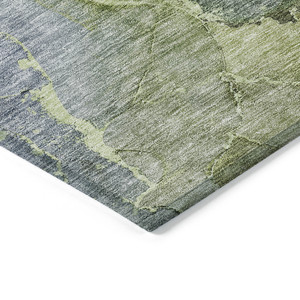 8' X 10' Olive Green And Gray Abstract Washable Indoor Outdoor Area Rug