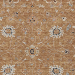 10' X 14' Copper Ivory And Black Floral Washable Indoor Outdoor Area Rug