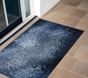 3' X 5' Blue Washable Non Skid Indoor Outdoor Area Rug - Blue