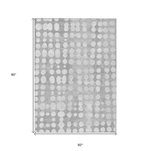 5' X 8' Gray And Ivory Abstract Washable Indoor Outdoor Area Rug - 608219085476