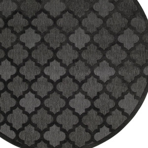 8' Charcoal And Black Round Trellis Indoor Outdoor Area Rug