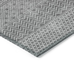 3' X 5' Gray And Silver Chevron Washable Indoor Outdoor Area Rug
