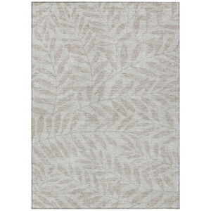 5' X 8' Taupe And Beige Floral Washable Indoor Outdoor Area Rug - 608219332105