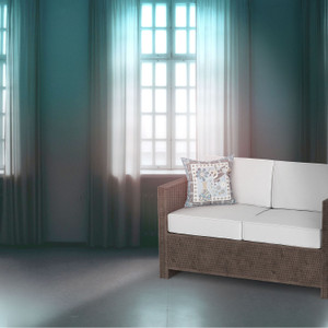 16" x 16" Blue and White Peacock Blown Seam Floral Indoor Outdoor Throw Pillow - 606114754206