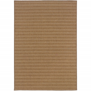 2' X 4' Tan Striped Stain Resistant Indoor Outdoor Area Rug
