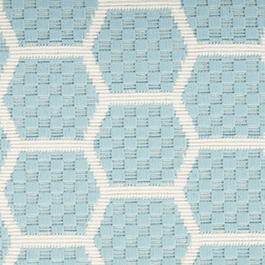 6' Aqua And Ivory Geometric Indoor Outdoor Area Rug