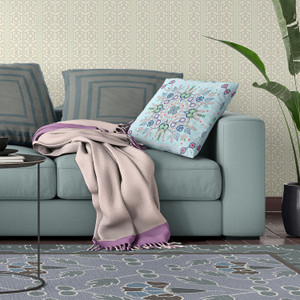 20" x 20" Light Blue Blown Seam Paisley Indoor Outdoor Throw Pillow