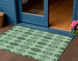 3' X 5' Emerald And Green Moroccan Washable Indoor Outdoor Area Rug