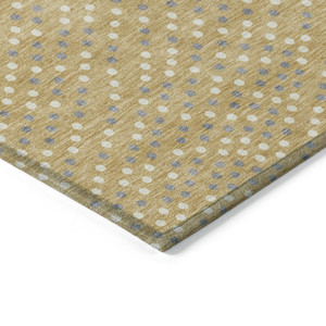 3' X 5' Gold Gray And Ivory Polka Dot Washable Indoor Outdoor Area Rug