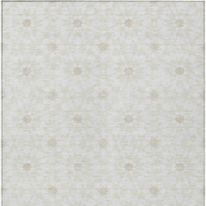 3' X 5' Ivory Beige And Taupe Floral Medallion Washable Indoor Outdoor Area Rug