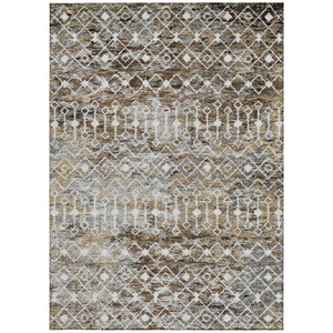 3' X 5' Brown And Beige Argyle Washable Indoor Outdoor Area Rug