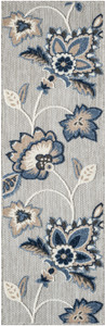 6' Blue And Gray Floral Indoor Outdoor Runner Rug - 880016861426
